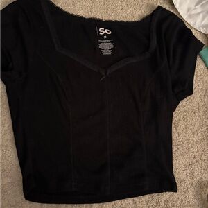 SO Women's Black V-Neck Crop Top